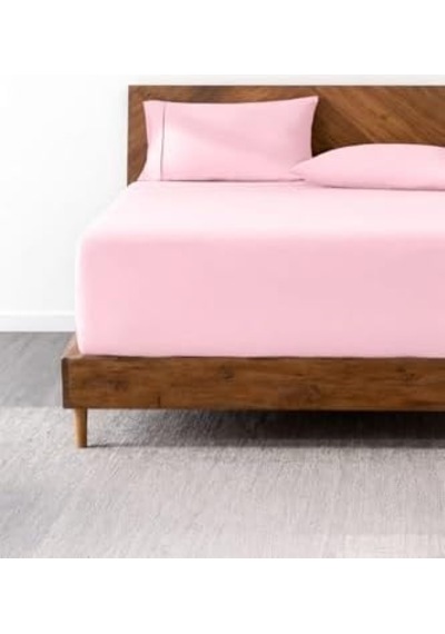 Lastikli & Hipoalerjenik Çarşaf%100 Pamuk Penye Kumaş Pembe 200x200, Luxcarsaf Abanoz