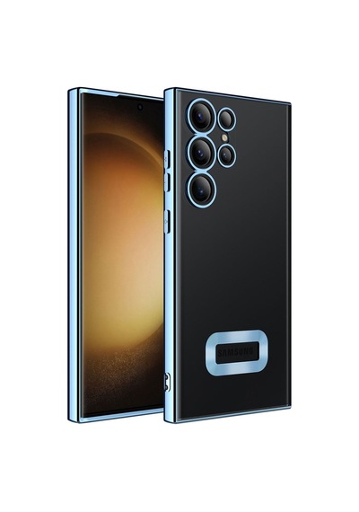 Galaxy S23 Ultra Kılıf Kamera Korumalı Logo Gösteren Zore Omega Kapak Sierra Mavi