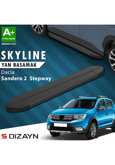 S-dizayn Dacia Sandero 2 Stepway Skyline Siyah Yan Basamak 173 Cm 2013-2020 A+ Kalite