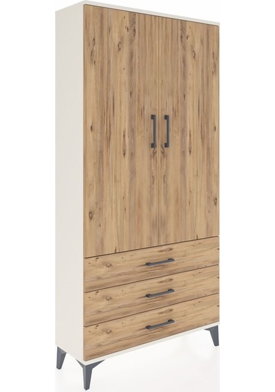 Arges Dolap Tek Raflı 3 Çekmeceli Tek Askılı 88x30x182 Aytaşı-çam Aytası