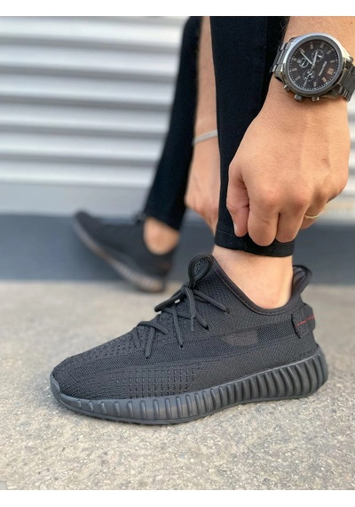 Mevese Morven Erkek , Kadın Triko Sneaker Ayakkabı Günlük Bağcıklı Hafif Spor Modeli - Kömür