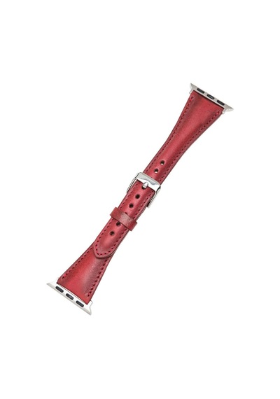 Bouletta Apple Uyumlu  Watch Deri Kordon 38-40-41 MM Ince Kırmızı