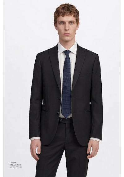 AC&Co / Altınyıldız Classics ERKEK SIYAH Ekstra Slim Fit Dar Kesim Kırlangıç Yaka Takım Elbise Siyah