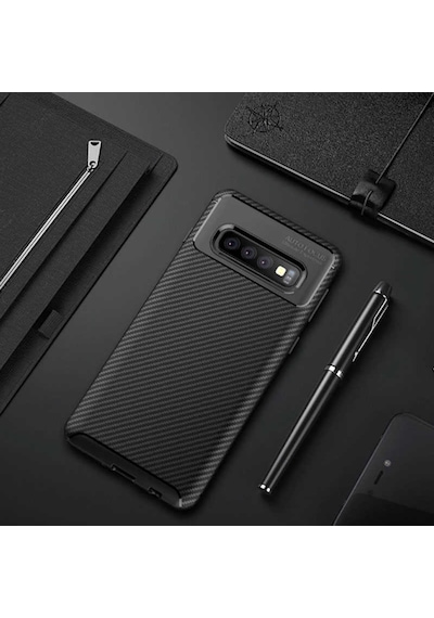 Samsung Galaxy Uyumlu S10 Kılıf Karbon Silikon Case