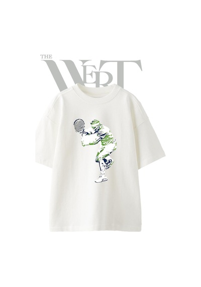 Thewert Rafael Nadal Tasarım Baskılı Ünisex Beyaz Oversize T-shirt