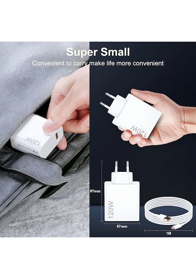 Type-c 120w Watt Turbo Şarj Aleti Cihazı Adaptörü Kablo Set
