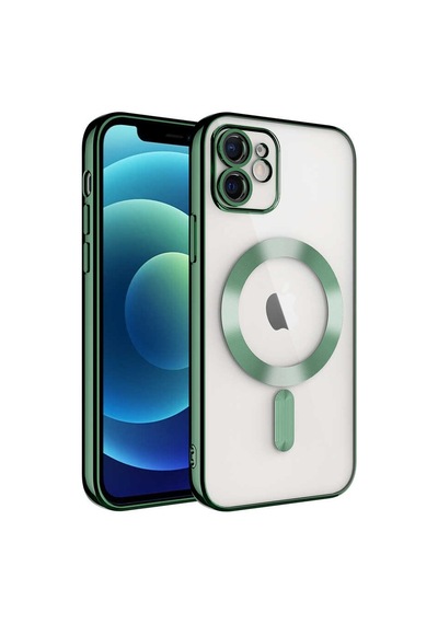 Apple iPhone Uyumlu 11 Kılıf Magsafe Kamera Lens Korumalı Logo Gösteren İnce Hafif Pazarplus Lila