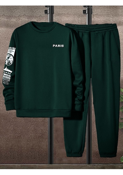 Paris Web Eşofman Takımı Sweatshirt Jogger - Nefti Yeşil Baskılı Oversize Şardonlu Bisiklet Yaka Nefti Yeşil Paris Web Eşofman Takımı Sweatshirt Jogger - Nefti Yeşil Baskılı Oversize Şardonlu Bisiklet Yaka Nefti Yeşil