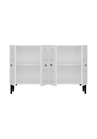Ka1218b Windo120 Konsol, Kahve Köşesi Ve Tv Sehpası, Çok Amaçlı Dolap Beyaz 120cm
