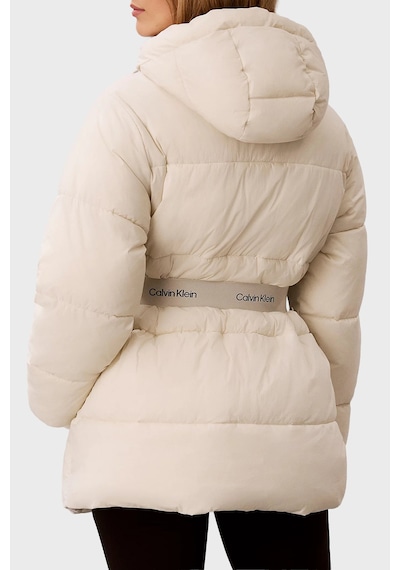 Calvin Klein Regular Fit Kapüşonlu Kemer Detaylı Mont Lv047d507g67u Kadın Mont Lv047d507g 67u Ekru