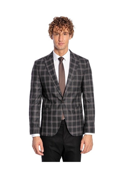 Wessi Slim Fit Sivri Yaka Siyah Erkek Ceket 001
