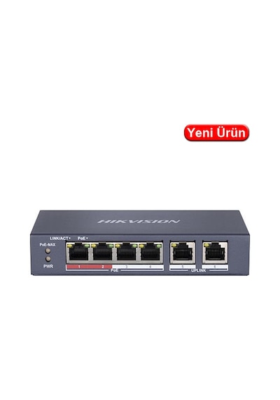 Hıkvısıon Ds-3e0106p-e/m 4 Port 4x10/100 Poe 2x100m Uplınk Port Poe Yönetilemez Swıtch 35w