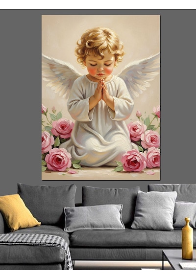Ahşap Tablo Dua Eden Melek Çocuk