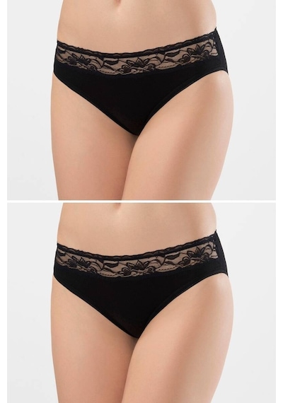 Türen Kadın Beli Dantelli Likralı 2'li Pamuklu Bikini Külot 001