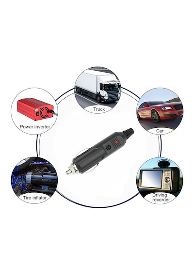 5 Adet - 12v Oto Araç Çakmak Fiş Erkek Sigortalı Ledli - Demonte
