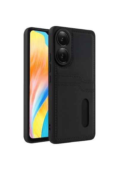 Newface - 706 - Oppo A38 Sara Kartvizitli Deri Kılıf - Kmrsfres - - Siyah Sıyah
