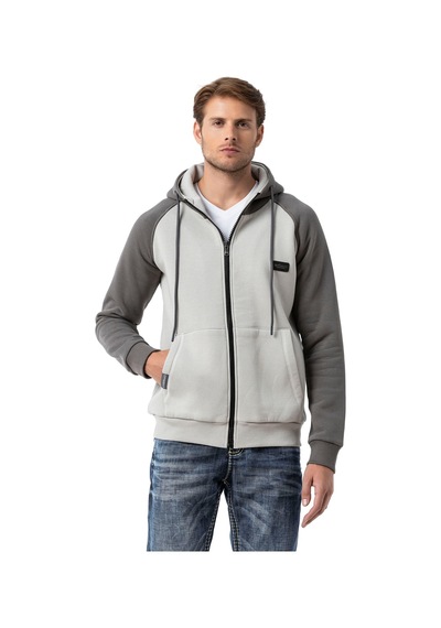 Cipo & Baxx Erkek Kapüşonlu Regular Fit Renk Bloklu Sweatshirt Cl579 Gri