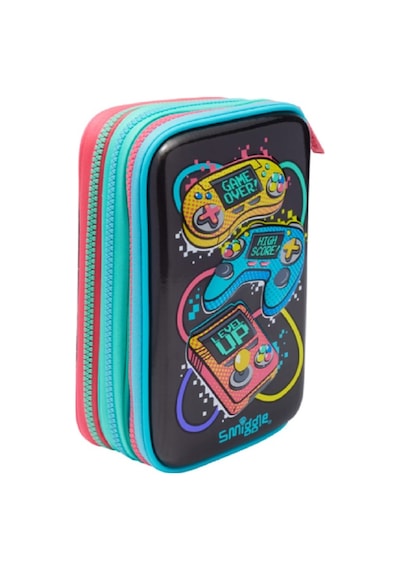 Smiggle Dinamik Üçlü Sert Üstlü Kalem Kutusu Siyah