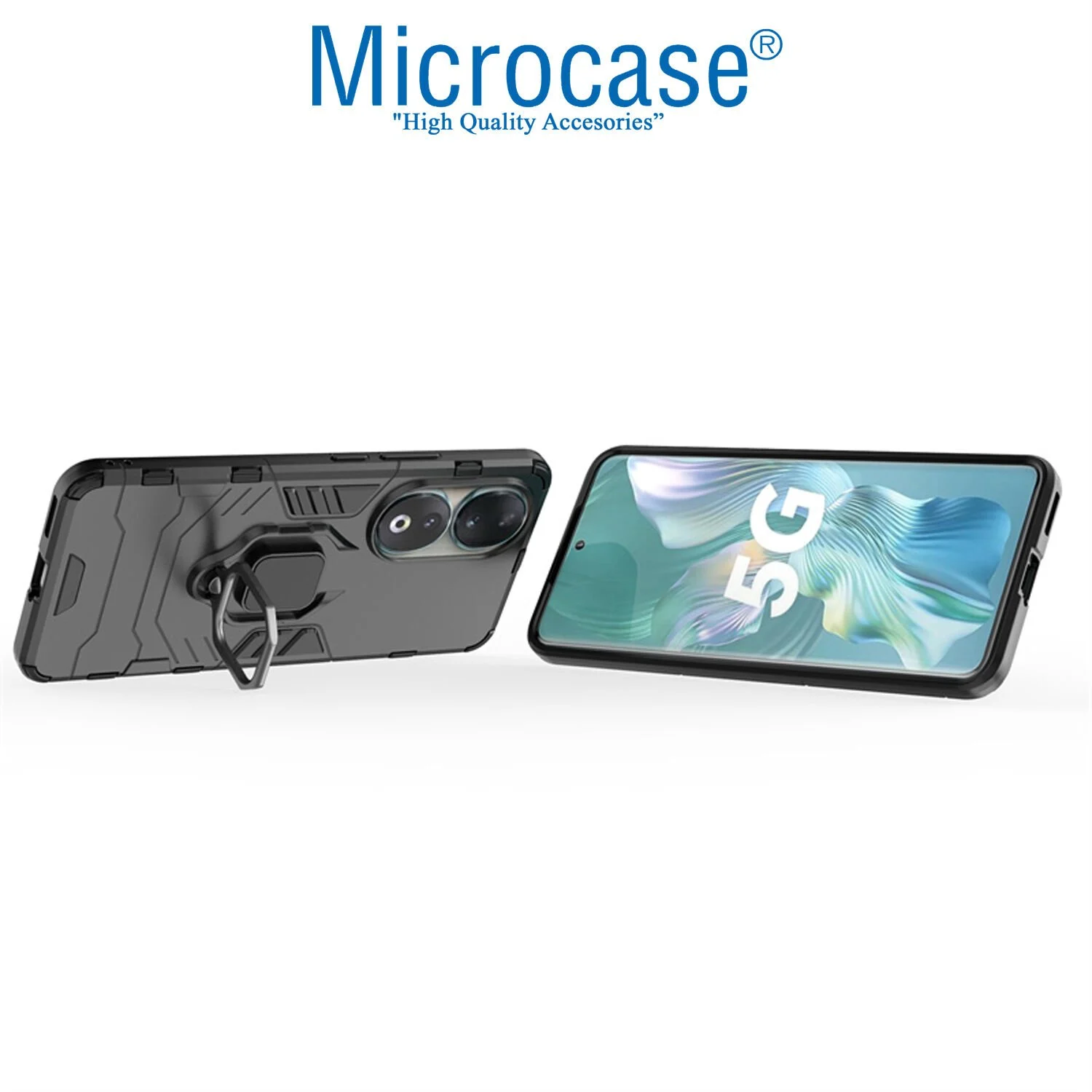 Microcase Honor 90 Batman Serisi Yüzük Standlı Armor Kılıf - Siyah Al3349