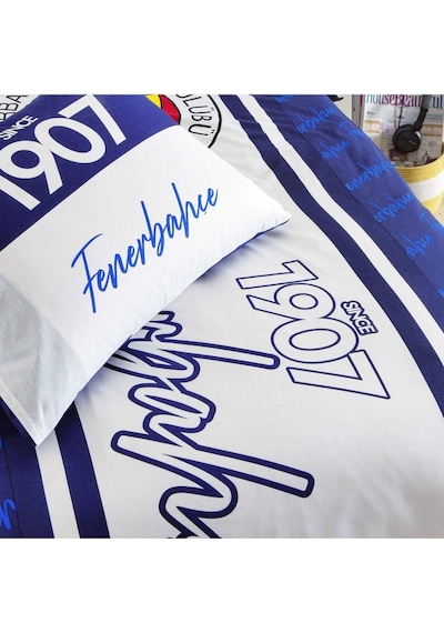 Fenerbahçe 1907 Glow Tek Kişilik 120x200 Lastikli Çarşaflı Nevresim Takımı Sarı - Lacivert