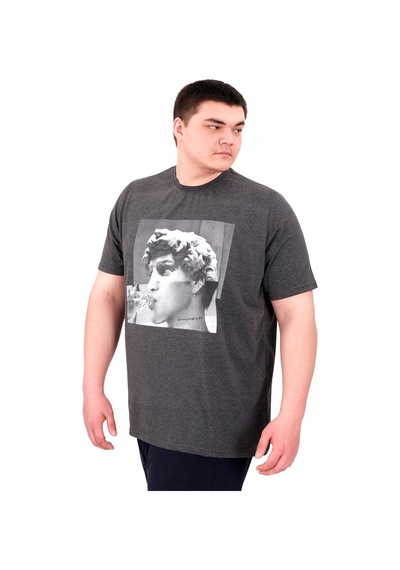 Mode Xl Büyük Beden Erkek T-shirt Bisiklet Yaka Statue U25027 Antrasit Antrasit