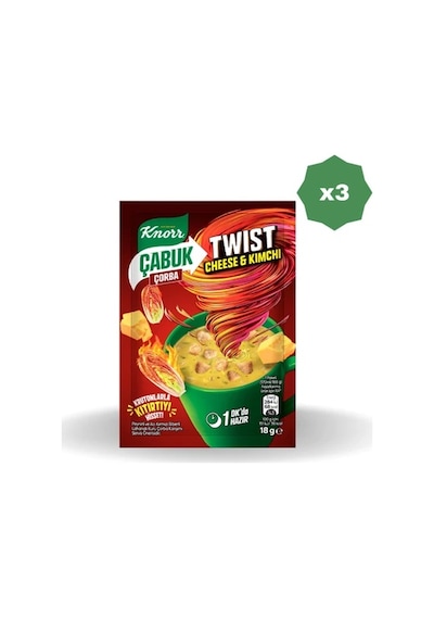 Knorr Çabuk Çorba Twist Cheese Kimchi - 3 Adet