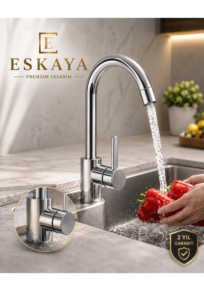 Eshome Valor Lüx Premium Mutfak Bataryası krom