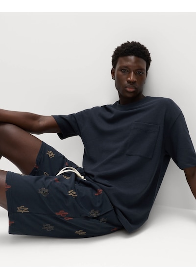 Marks & Spencer Desenli Pijama Takımı T07005234 Lacivert