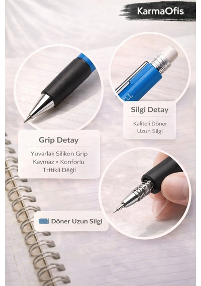 Faber-castell 1347 Versatil Kalem 0.7 Mm Mavi Ergonomik Mekanik Kalem Okul Ofis Mavi