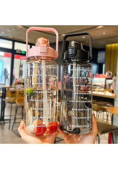 Büyük Kapasiteli Sızdırmaz Taşınabilir Su Şişesi 2000 Ml - Siyah