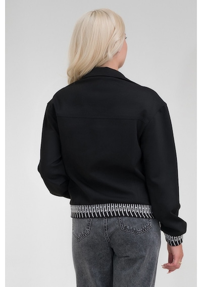 Bold & Young Kadın Viskon Polyester Likralı Kumaş Fermuar Aksesuarlı Kaşkorseli Cepli Ceket Siyah