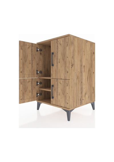 Kronos Komodin 2 Raflı 4 Kapaklı 60x59x96 Çam-çam Çam