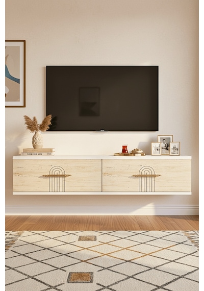 Tda1215bt - İda120 Duvara Montaj Tv Stand, Tv Rafı, Tv Sehpası Beyaz - Traverten 120cm