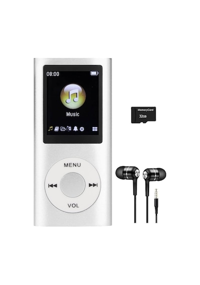 Metal Mp3 Çalar Dijital Ekranlı Mp4 Player Fm Radyo 32gb Hafıza Kartı