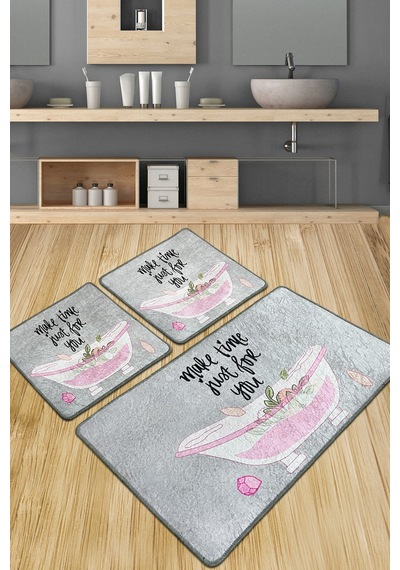 Make Time Banyo Halısı Djt 3 Lü Set Çok Renkli