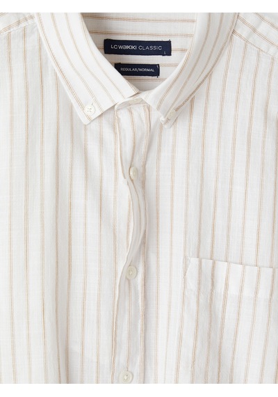 Lcwaıkıkı Classic Sarı Regular Fit Çizgili Poplin Erkek Gömlek