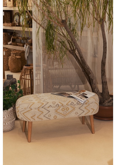 Bliss Sarı Etnik Desenli Krem Bench 40 X 100 X H 47 Cm 4282 Sarı