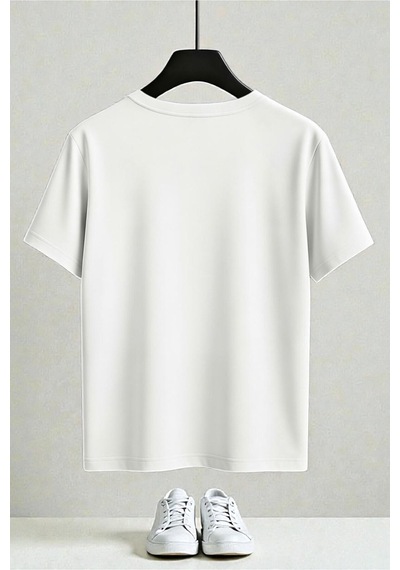 Uyguntarz Unisex Leopar Desenli Kurdeleler Baskılı Tasarım Tshirt Beyaz