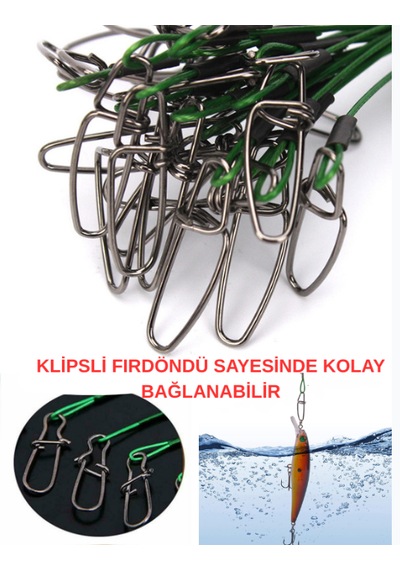 Ea genset Klipsli Fırdöndülü Yeşil Çelik Tel 5 Adet 25 Cm