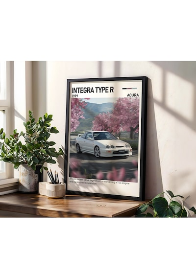 Honda Integra Type-r Ahşap Çerçeveli Poster Tablo Jdm Efsanesi