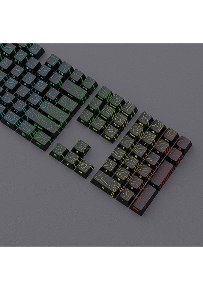 Contourline Keycaps 130 Adet Klavye Tuşu Tam Set Çatlak Işıklı Tuş Takımı
