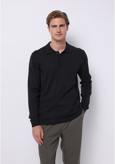 Colin's Colins Regular Fit Polo Yaka Jakarlı Erkek Antrasit Kazak Cl1076070 Q1.v2 Anm Antra Melanj