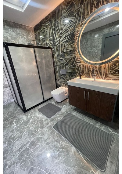 2'li Soft Touch Antrasit Banyo Paspası Yumuşacık Antrasit