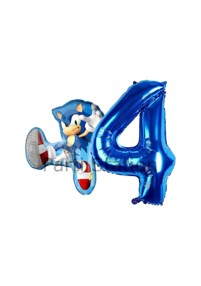 Tilki Sonic Ve Lacivert Rakam Balon 3 Yaş Balon Set Tilki Sonic Boom Konsept Doğum Günü Balon Set çok renkli