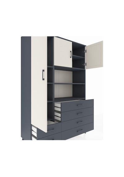 Hyperion Dolap 8 Raflı 6 Çekmeceli 3 Kapaklı 132x44x195 Antrasit-aytaşı/antrasit Aytası/antrasıt Hyperion Dolap 8 Raflı 6 Çekmeceli 3 Kapaklı 132x44x195 Antrasit-aytaşı/antrasit Aytası/antrasıt