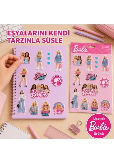 Bakgelal Barbie 3d Kabartmalı Sticker Renkli Çıkartma Etiket Seti - 9061888571465 Çok Renkli
