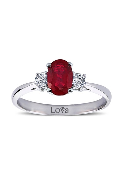 Lova Pırlantalı Oval Yakut Yüzük - 1020226