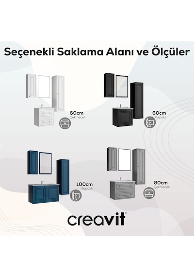 Creavit Kayra Lavabo Dolabı Kapaklı 100cm Mat Beyaz Mat Beyaz Creavit Kayra Lavabo Dolabı Kapaklı 100cm Mat Beyaz Mat Beyaz