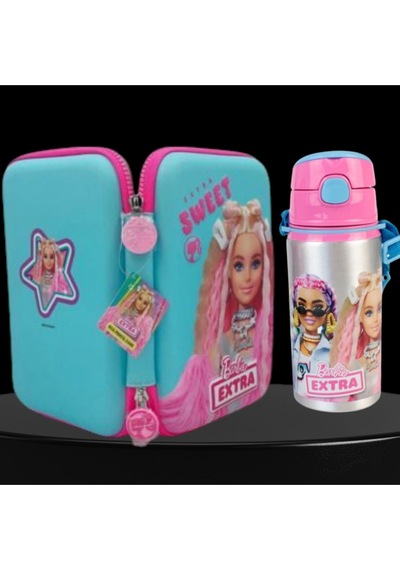 Büyük Kalem Çantası 16x23 , Alüminyum Matara Premium Set Pembe