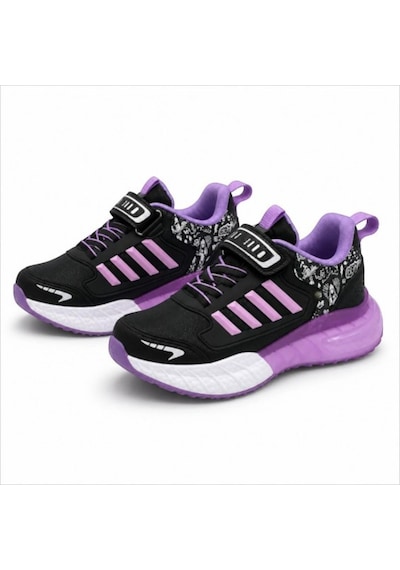 Black Flex Grafiti Çocuk Sneaker Ayakkabı Siyah Lila 31-35 2651 Sıyah